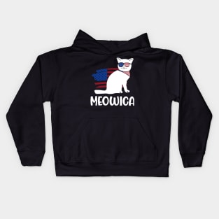 Meowica Cat 4th of July Kids Hoodie